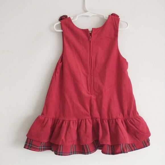 Rare Editions Jumper Dress Baby Toddler 3/3T Red Corduroy Christmas Reindeer - Picture 5 of 7